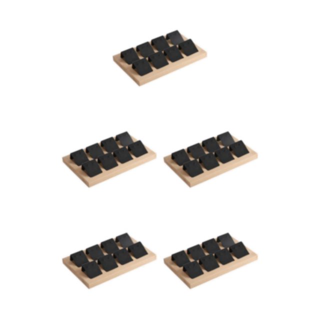 kurtrusly Wood Earring Card Holder w/ Tray Jewelry Display for Accessory 8 Pair Black 5Set