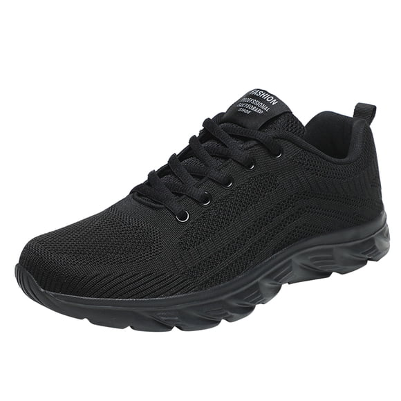 Sneakers for Men Wide Running Shoes Fashion Men Mesh Mountaineering Casual Sport Shoes Lace Up Solid Color Running Breathable Soft Bottom Sneakers Male Shoes(Black,11.5)