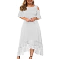 thumbnail image 2 of CHUANK Summer Plus Size Maxi Dresses For Wedding Guest Lace Stitching Dress Cold Shoulder Long Dresses Short Sleeve, 2 of 5