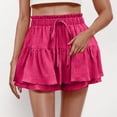 thumbnail image 2 of Yuyuzo Shorts for Women Drawstring Waisted Double Layered Ruffle Shorts Casual Flowy Summer Beach Shorts, 2 of 7