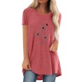 thumbnail image 1 of Hauts d'Été pour Femmes 2023 Mode Femmes T-Shirt Imprimé Col Rond Manches Courtes Tee Décontracté Blouse, 1 of 4
