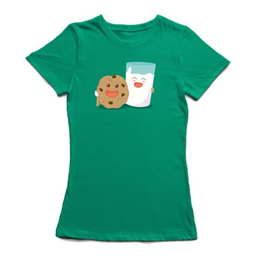 T-shirt Vert Kelly pour Femmes avec Design Graphique Cookies And Milk