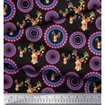 thumbnail image 3 of Soimoi Black polyester Crepe Fabric Circles & Elk Mount Face Print Fabric by Yard 52 Inch Wide, 3 of 3