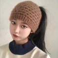 thumbnail image 2 of LinYooLi Bonnet d'Hiver Épais de Haute Qualité Creux Queue de Cheval pour Femmes Automne Chaud Bonnets Tricotés pour Femmes Cache-Oreilles, 2 of 6