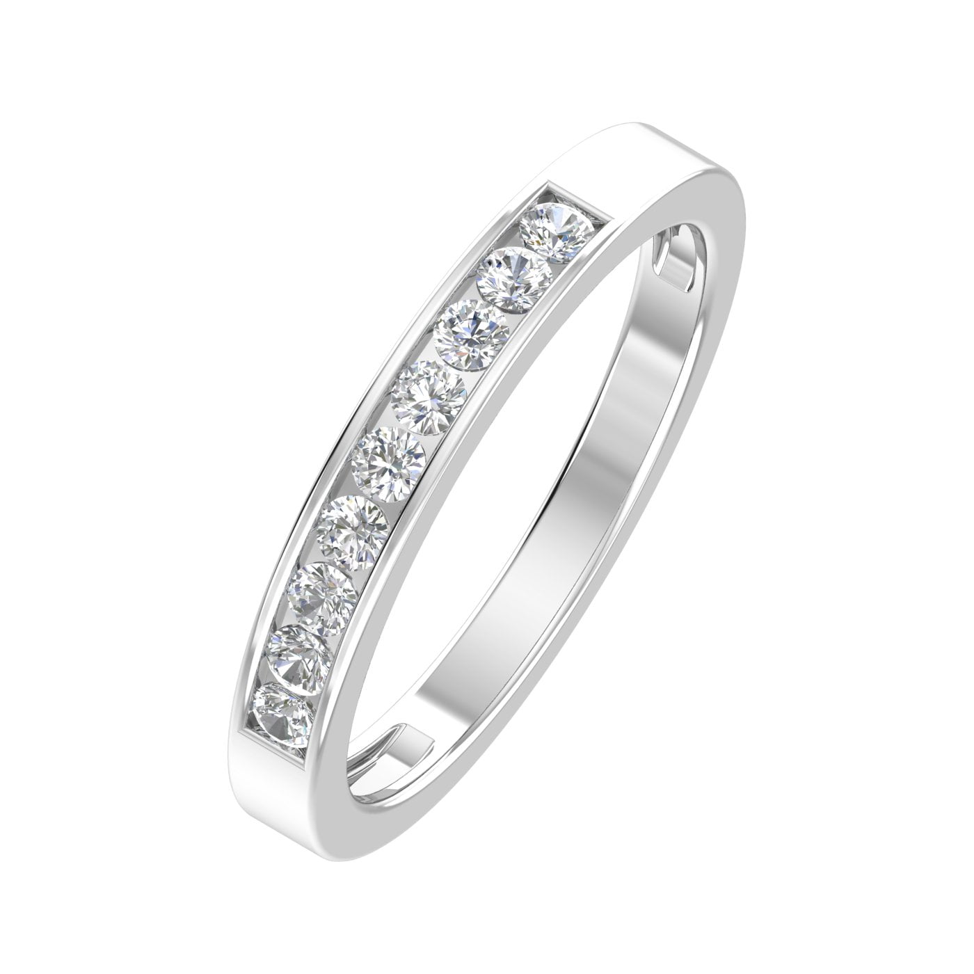 1/4ctw Diamond Channel Wedding Band in 10k White Gold
