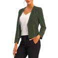 thumbnail image 4 of INSPIRE CHIC Women's Work Office Open Front Zipper Collarless Cropped Blazer Army Green S, 4 of 5
