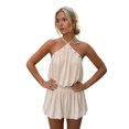 thumbnail image 1 of Robe Courte Femme à Col Licou en Oeillets Métalliques Sans Manches Dos Ouvert Robe Bouffante, 1 of 8