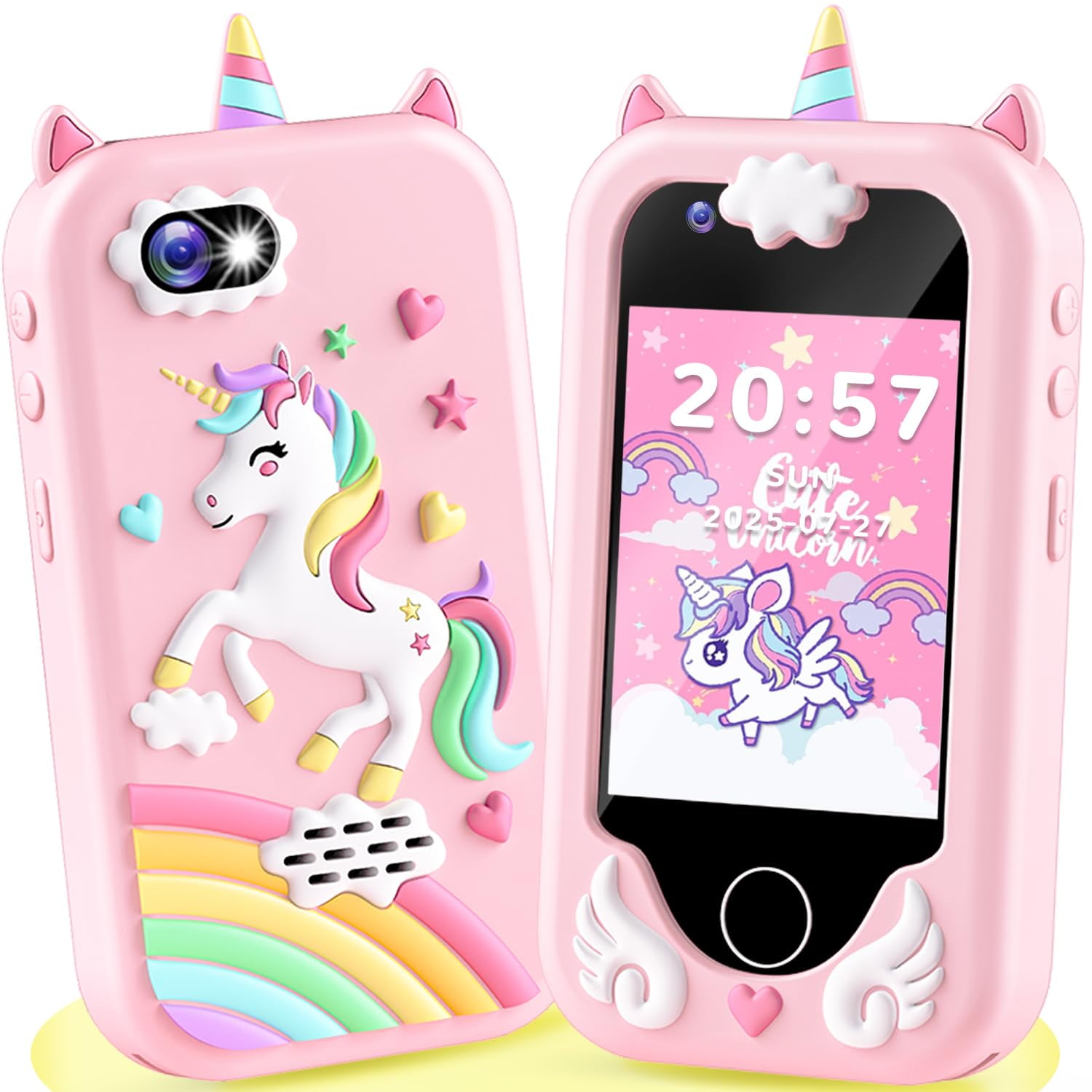 Smartphone Enfant Rose 2,8” – Double Caméra – 44 Jeux – Musique, Alarme – Dès 3 Ans – Cadeau éducatif