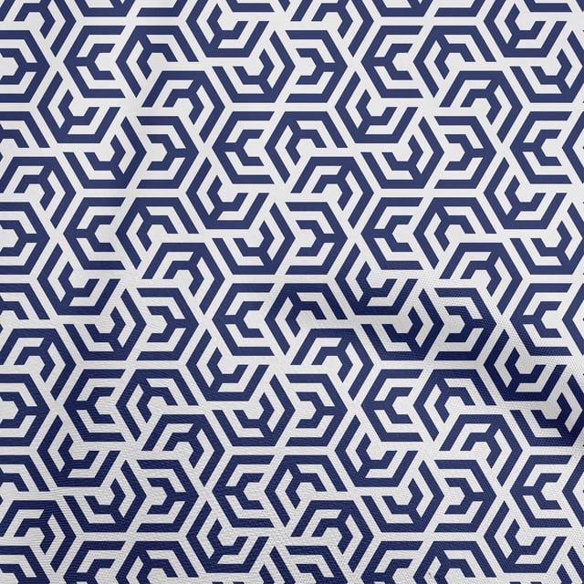 oneOone Rayon Navy Blue Fabric Geometric Fabric For Sewing Printed Craft Fabric By The Yard 56 Inch Wide
