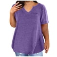 thumbnail image 1 of Jsaierl Women's Summer Solid Color Tops Plus Size Short Sleeve Notched V Neck Shirts Work Business Life Blouses, 1 of 6