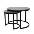 thumbnail image 1 of Jessar Bali Collection Set of 2 Round Coffee Tables with Metal Legs, Grey Wood Grain, 1 of 2
