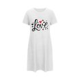 thumbnail image 5 of Pyjama en Satin Femmes Chemises de Nuit pour Femmes Manches Courtes Chemises de Nuit pour Dormir Nuisette à Enfiler Douce Mignonne Imprimée Robe de Nuit Robes pour Femmes Tenue de Nuit Robe de Pyjama Blanc TG, 5 of 5