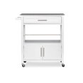 thumbnail image 3 of Riverbay Furniture Transitional Wood/Granite-Top Kitchen Cart in Bright White, 3 of 14