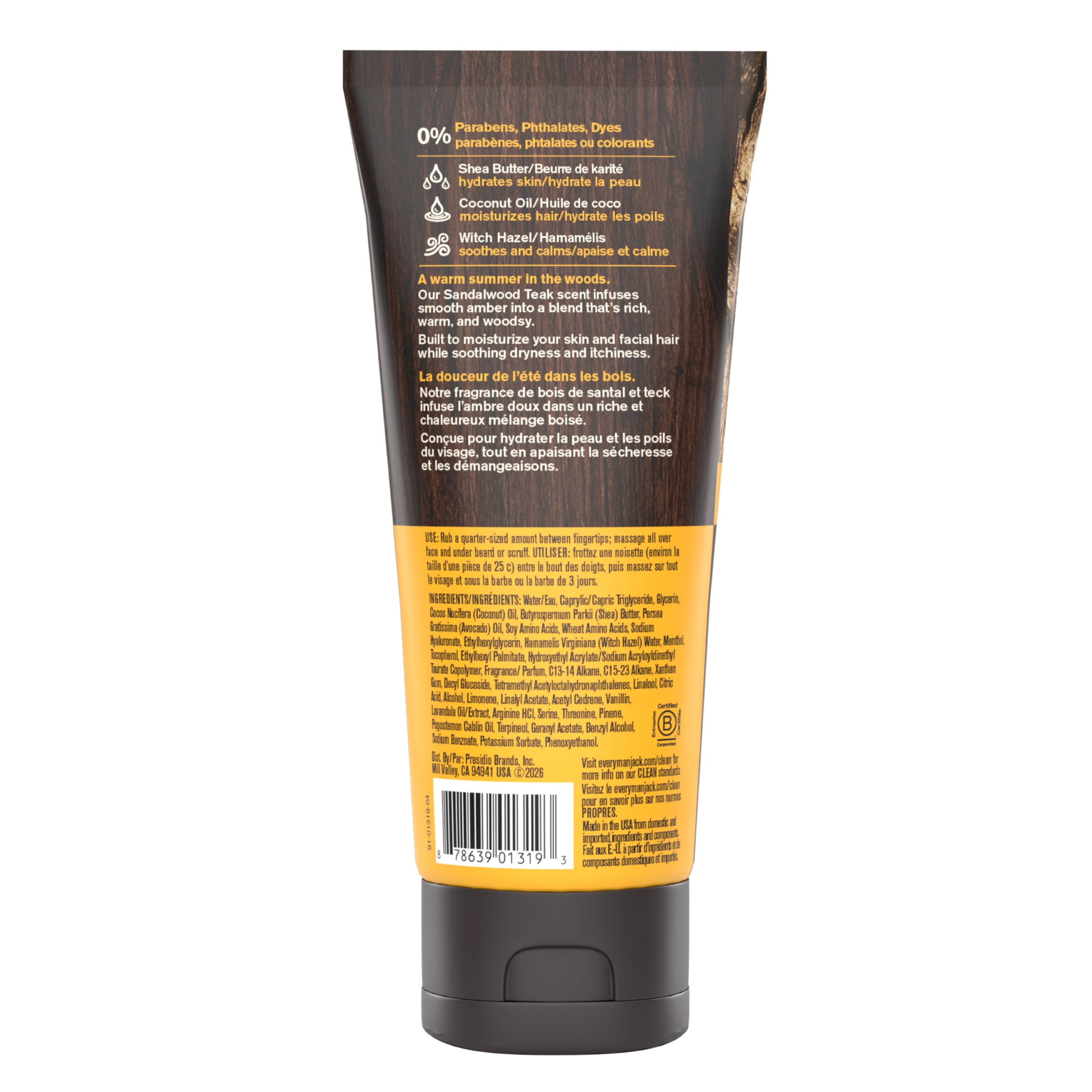 Lotion visage et barbe Every Man Jack (Santal et Teck) pour hommes, d'origine naturelle, 95 ml