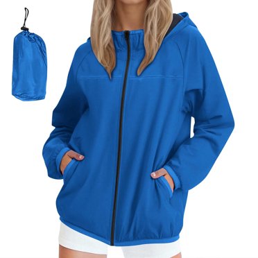 Women's Packable Hooded Rain Jacket with Windbreaker Coats