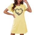 thumbnail image 4 of Mrat Robe de Pyjama Mignonne pour Femmes Chemise de Nuit Courte Surdimensionnée pour Femmes Mode Imprimé sur la Poitrine Robe de Nuit à Manches Courtes P-85 Jaune P, 4 of 7