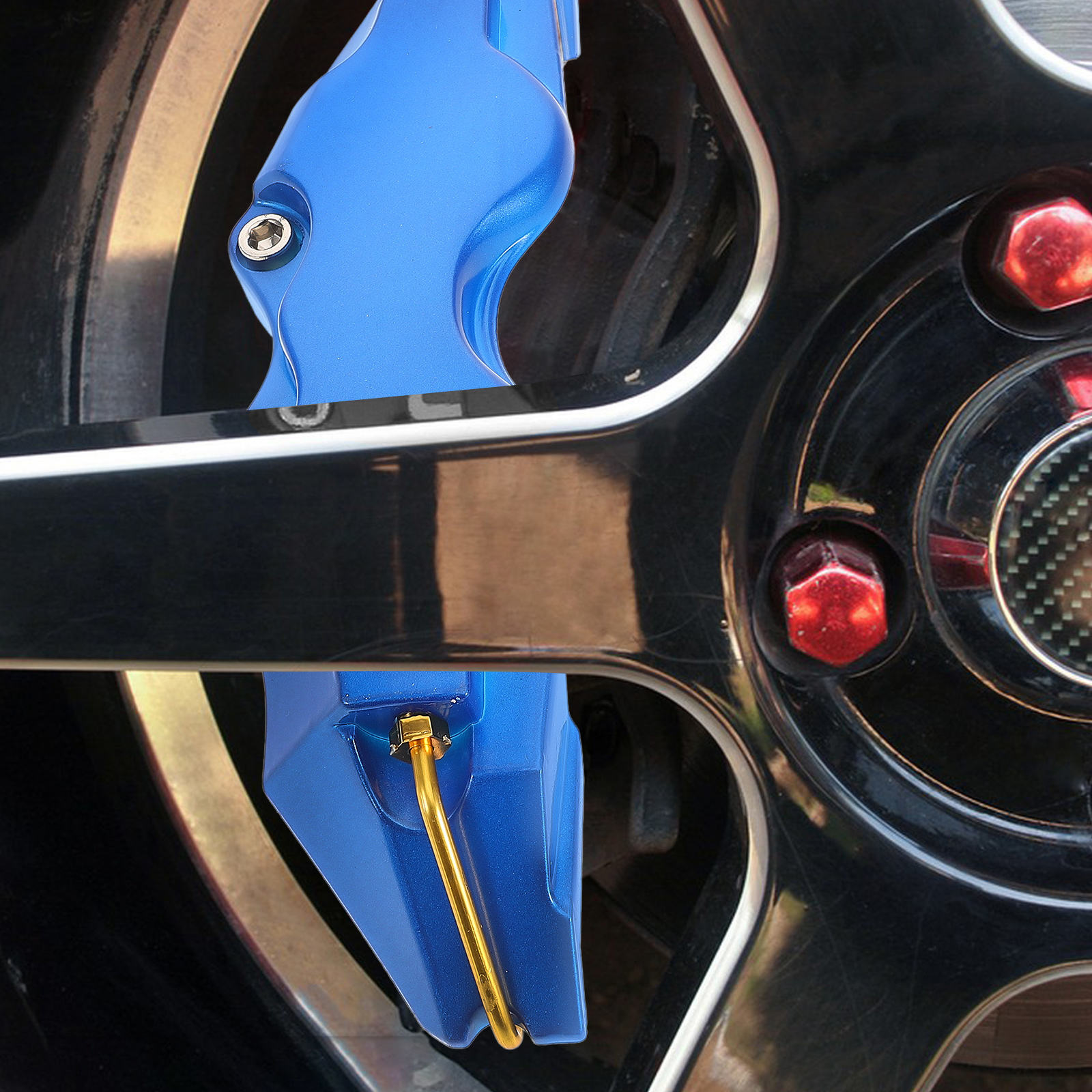 SEWACC 1 Pair Front Brake Caliper Guard Protector in Blue 11.1x2.6x1.2in