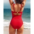thumbnail image 3 of Charmo Womens Ribbed One Piece Swimsuits Scalloped Monokini Bathing Suits, 3 of 6