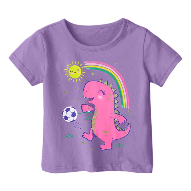 6x T-Shirt Lépreux Filles Garçon et Fille Mode Décontractée Imprimé Col Rond Manches Courtes T-Shirt Haut