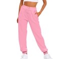 thumbnail image 1 of Women's Casual Pants Ladies Short Pants for Women Casual Loose Dress Pants for Women Business Casual Solid Color Drawstring Elastic Sweat Pants Women Casual with Pockets Women Fleece Pants, 1 of 5