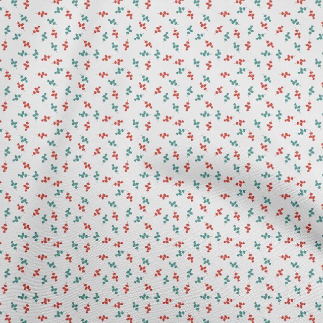 oneOone Polyester Spandex Red & Green Fabric Floral Craft Projects Decor Fabric Printed By The Yard 56 Inch Wide