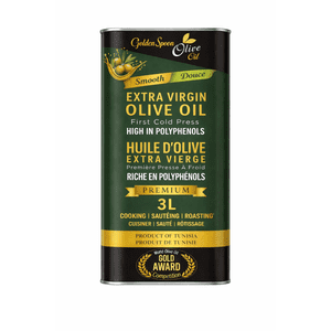 Golden Spoon Huile d'olive vierge extra 3L – Première presse froide, haute polyphénols, huile d'olive tunisienne premium