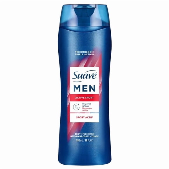 Suave Men Face & Body Wash, Energizing Sport, Body Cleanser for Moisturized Skin, With an All day Fresh Scent 532ml