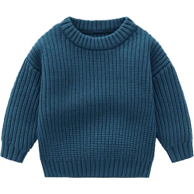 Toddler Baby Boys Girls Knit Sweater Solid Oversized Crewneck Sweaters Pullover Sweatshirt Tops Fall Winter Clothes