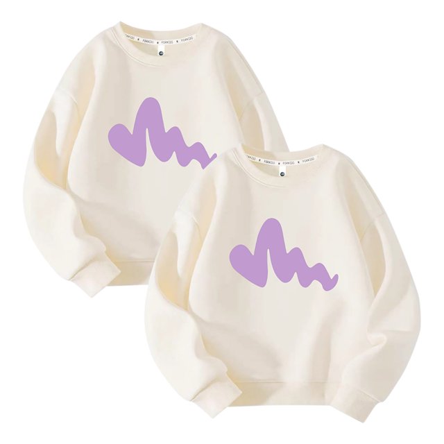 Chandail en Molleton de Sport 2 Pcs pour Enfants, Pull à Col Rond pour Garçons et Filles, Manches Longues, Couleur Unie, Blanc, 2-14 Ans