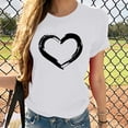 thumbnail image 1 of EGNMCR T-Shirts pour Femmes Femmes Manches Courtes Col Rond Imprimé en Forme de Cœur Hauts Décontractés Blouse T-shirt, 1 of 7