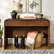 Better Homes & Gardens Juliet Curved Desk with Storage, Adults and Teens, Walnut Finish