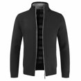 thumbnail image 1 of Men's Stand Collar Cardigan Zipper Sweater Long Sleeve Knit Jacket, 1 of 4