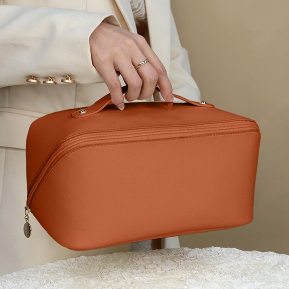 Leather Cosmetic Storage Bag Large Capacity Pillow Cosmetic Bag Travel Portable Women's Wash Bag