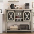 thumbnail image 3 of BeesClover Coffee Bar Cabinet, Console Entryway Table with Storage, Farmhouse Sideboard Buffet Cabinet with Sliding Barn Doors, Wine Liquor Cabinet with Racks for Kitchen, Hallway, Living Room, 3 of 8
