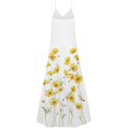 thumbnail image 4 of Robe Maxi à Imprimé Floral pour Femmes Sans Manches, Robes d'Été Décontractées, Col en V, Bretelles Spaghetti, Longue Robe Soleil, 4 of 5