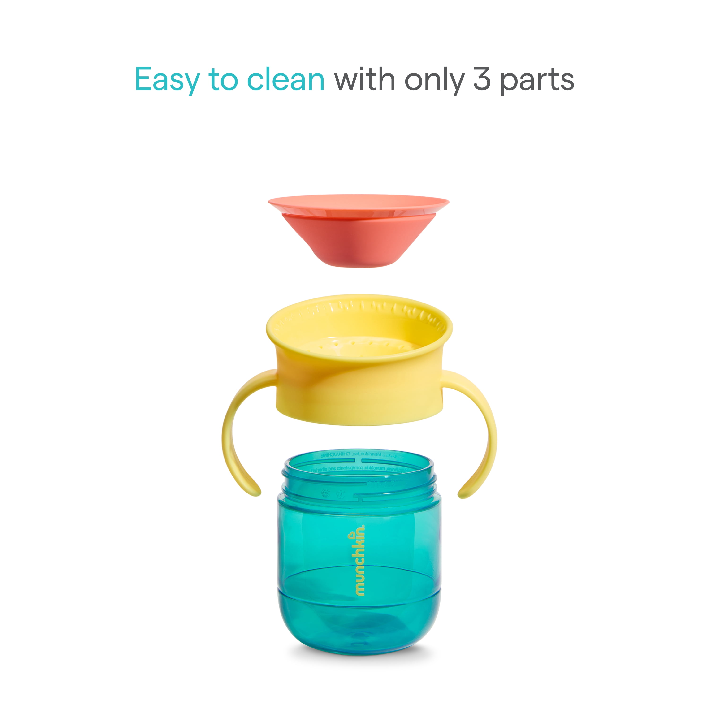 Munchkin Miracle 360 Toddler Sippy Cup with Slow-Flow Spill-Proof Valve and Trainer Handles, 6+ Months, 7 oz. Teal