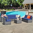 thumbnail image 1 of Costway 8 PCS Wicker Sofa Rattan Furniture Set  Patio Furniture w/ Storage Table Navy, 1 of 10