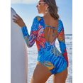 thumbnail image 4 of Charmo Womens Rash Guard One Piece Bathing Suits Tie Back Long Sleeves Monikini Swimsuit, 4 of 5