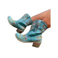 thumbnail image 5 of LUXUR Bottes pour Femmes Brodées Florales Bottines Courtes Bout Rond Chaussures d'Hiver Bleues 4, 5 of 5