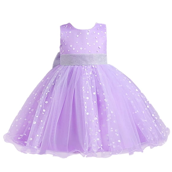hoksml Summer Dresses, Girls Dresses, Kids Dress Girls Sleeveless Princess Dress Bow Tie Lace Flowers Mesh Dress Tufted Dress Clearance