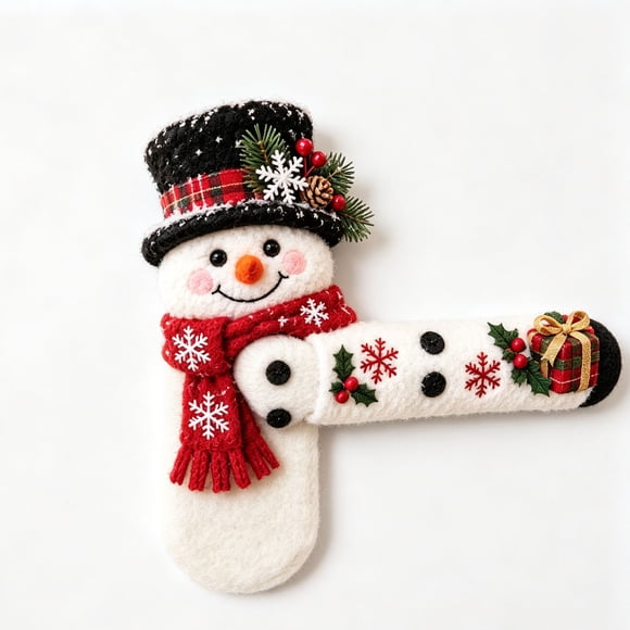 Christmas Knitted Door Handle Cover, Soft Festive for Front Door Lever Handles