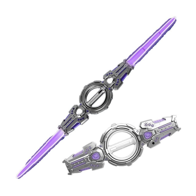 SharkTRUE Épée Lumineuse, Sabre Laser à Double Tranchant à Rotation de Feu, Télescopique à Double Tête, pour Rave, Cosplay et Exposition