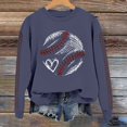 thumbnail image 1 of IMENGL Spring baseball print crew neck hooded sweatshirt long, Blue L, Size M-2XL, 1 of 4
