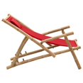 thumbnail image 3 of vidaXL Chaise Longue Bambou et Toile Rouge, 3 of 5
