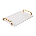 thumbnail image 1 of Plastic Tea Serving Tray With Handles Large Modern Coffee Table Rectangle Tray, 1 of 7