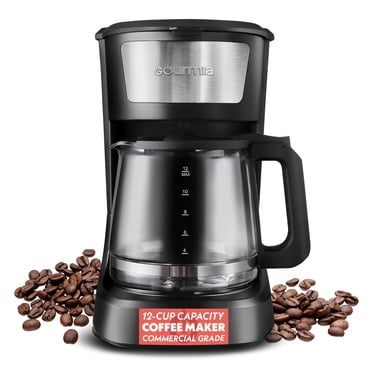 Gourmia Cafetière à une Touche 12 Tasses avec Pause et Service, Maintien au Chaud Automatique, Noir