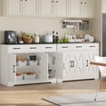 thumbnail image 4 of Homfa Buffet de Cuisine Style Ferme de 42,5 Po L, Armoire de Rangement à 3 Tiroirs avec Tablette Ajustable, Noir Blanc, 4 of 6
