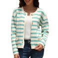 thumbnail image 4 of Women‘s Striped Cardigan Sweater Trendy Long Sleeve Button Down Crewneck Knit Cardigans, 4 of 8