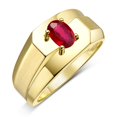 thumbnail image 3 of RYLOS Men's Rings 14K Yellow Gold Ring Classic Solitaire 7X5MM Oval Shape Gemstone Designer Band Ruby July Birthstone Rings For Men Size 11, 3 of 7