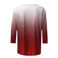 thumbnail image 5 of Pompotops Mode Femme Col Rond Dégradé Imprimé Manches Trois-Quarts Chemisier Chemise en Solde, 5 of 5